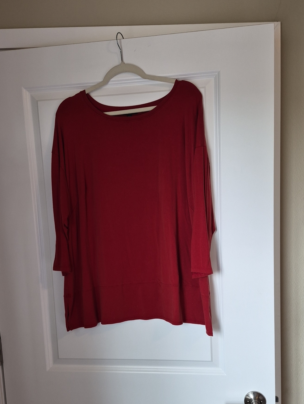 Eileen Fisher Women's Red Relaxed Fit Long Sleeve Top
